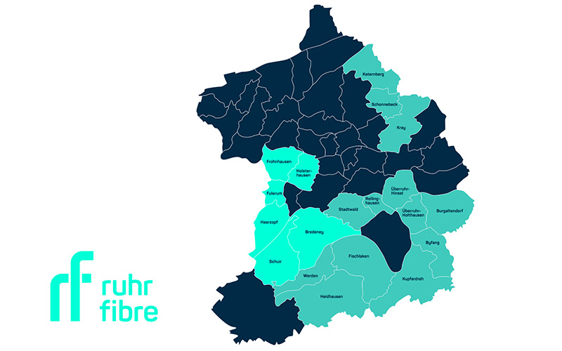 ruhrfibre erweitert Ausbaugebiet: Sechs weitere Stadtteile können sich ab sofort für kostenlosen Glasfaseranschluss registrieren